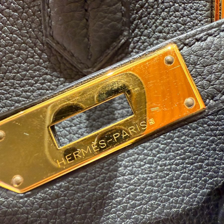 Hermes Birkin 35cm TOGO 愛馬仕鉑金包 框R刻 黑色/金扣-11