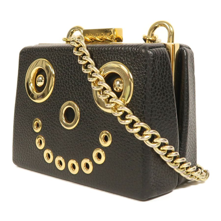 MOSCHINO 牛皮皮革Chain Shoulder金扣鏈帶肩背袋-2