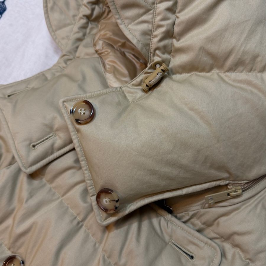 BURBERRY英國蜜色連帽鵝絨風衣大衣XS-11