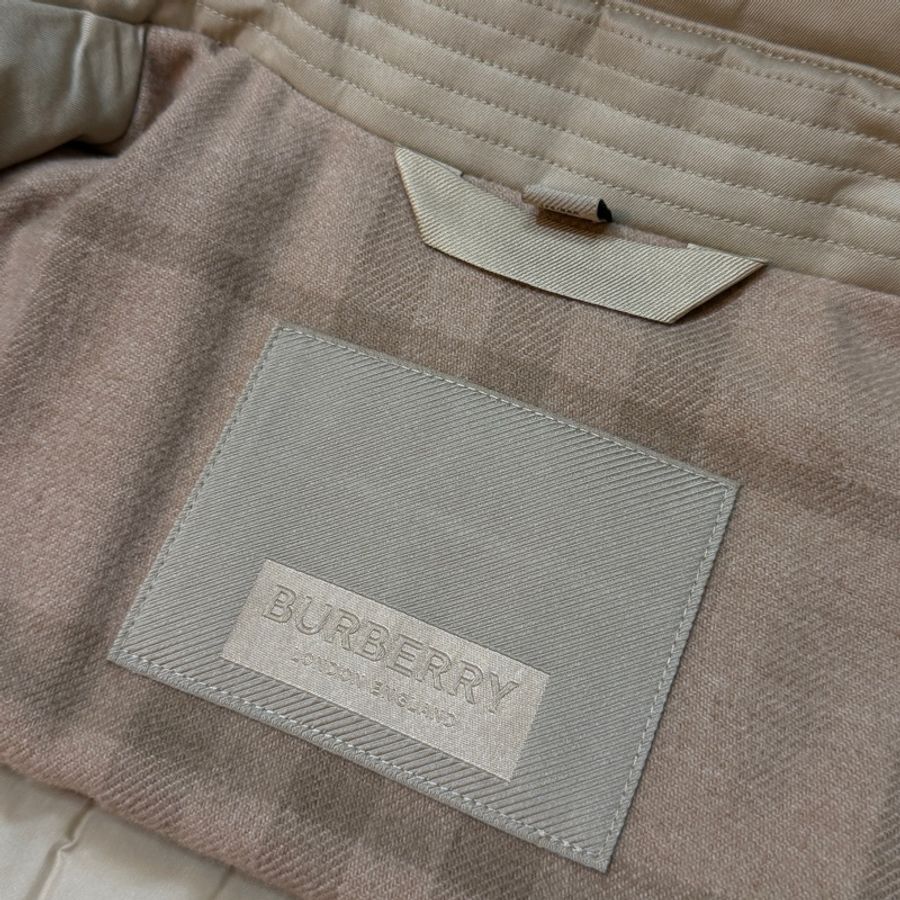 BURBERRY英國蜜色連帽鵝絨風衣大衣XS-16
