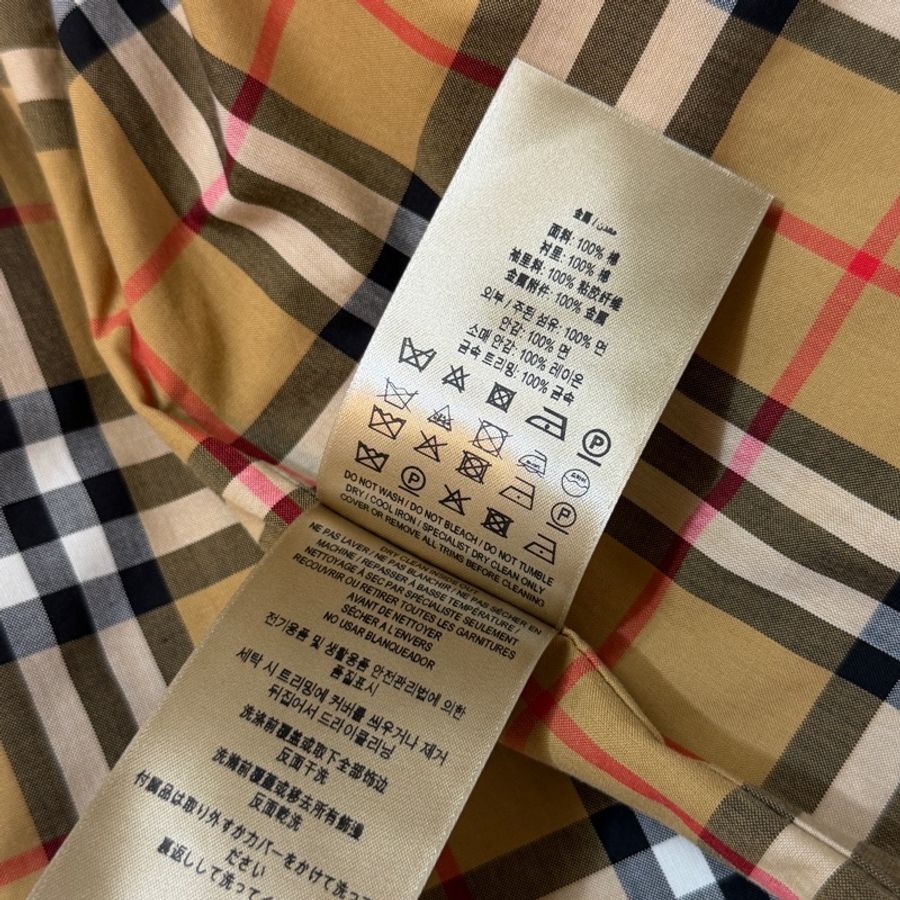 BURBERRY英國淺灰標誌圓形孔眼長風衣UK8-17