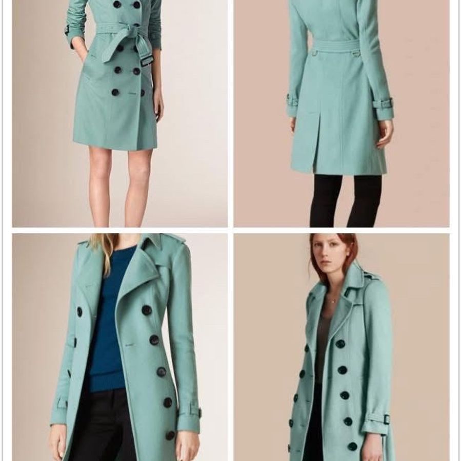BURBERRY英國糖果薄荷色羊絨大衣UK4-0