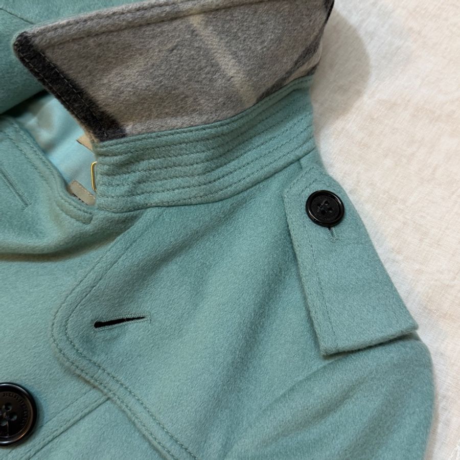 BURBERRY英國糖果薄荷色羊絨大衣UK4-8