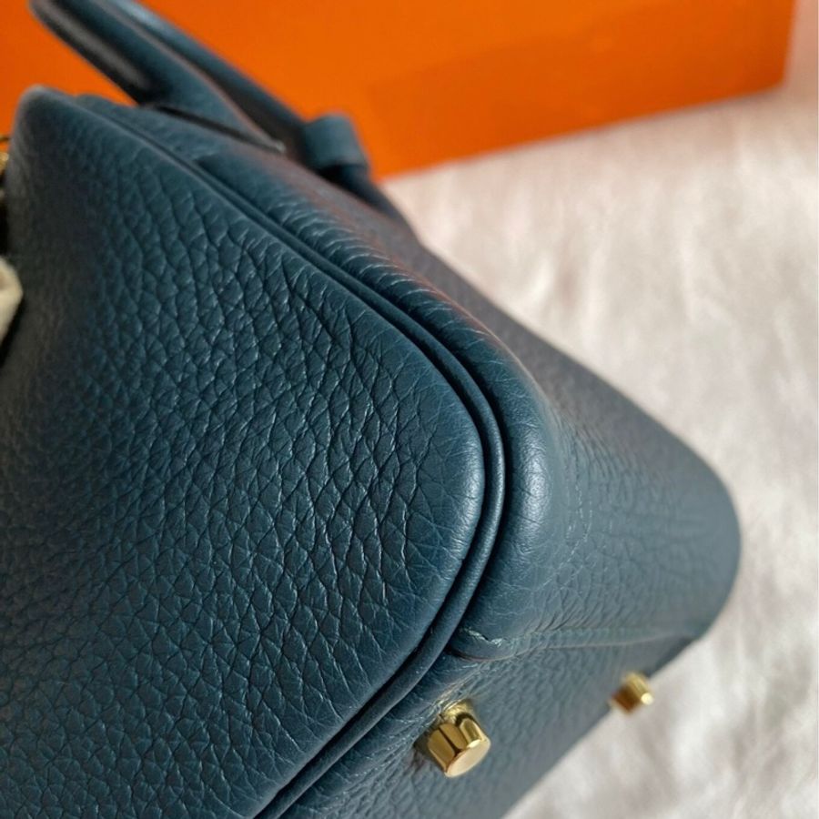 🌈Hermes💚Mini Lindy一代💚松柏綠金扣🌟99新🌟TC皮🌟-5