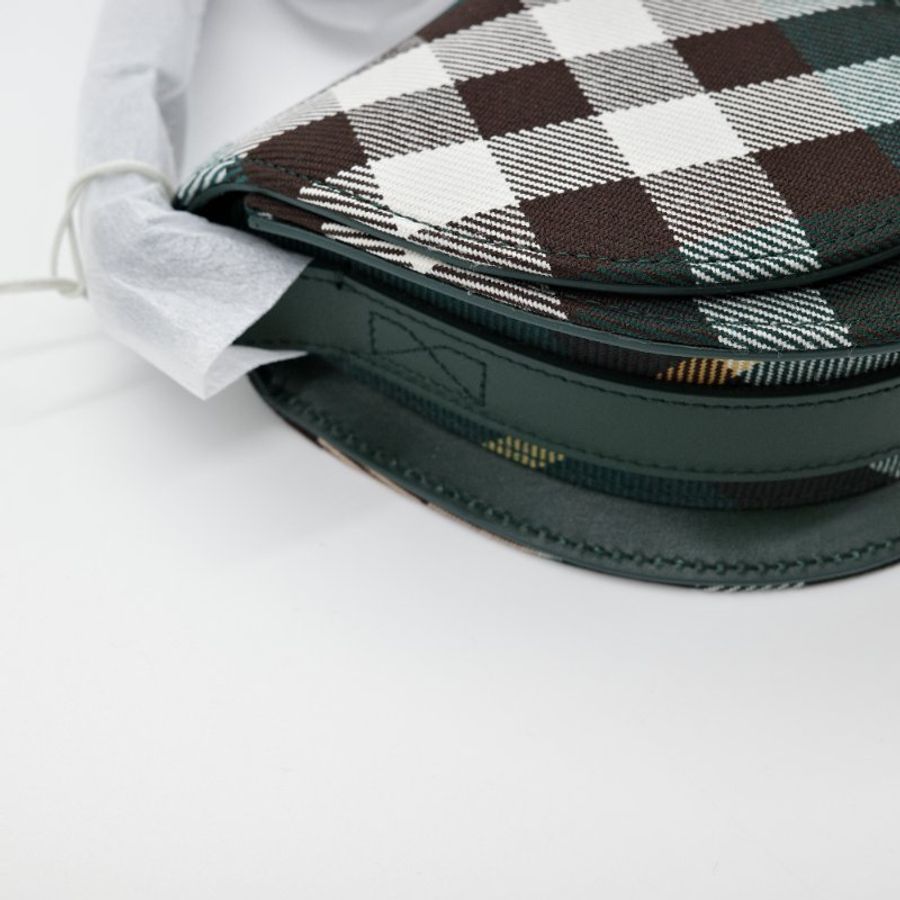 【聖誕綠🎄送禮自用】 Burberry 巴寶莉 Mini Rocking Horse 綠色格紋 聚酯纖維 棉 馬鞍包 斜背包 肩背包-6