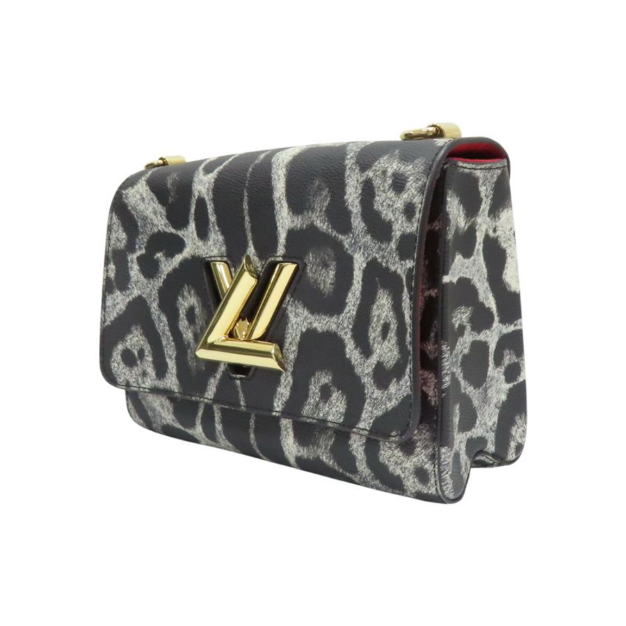 黑色印花帆布Wild Animal豹紋Twist MM兩用包【LOUIS VUITTON LV 路易威登】M52048-2