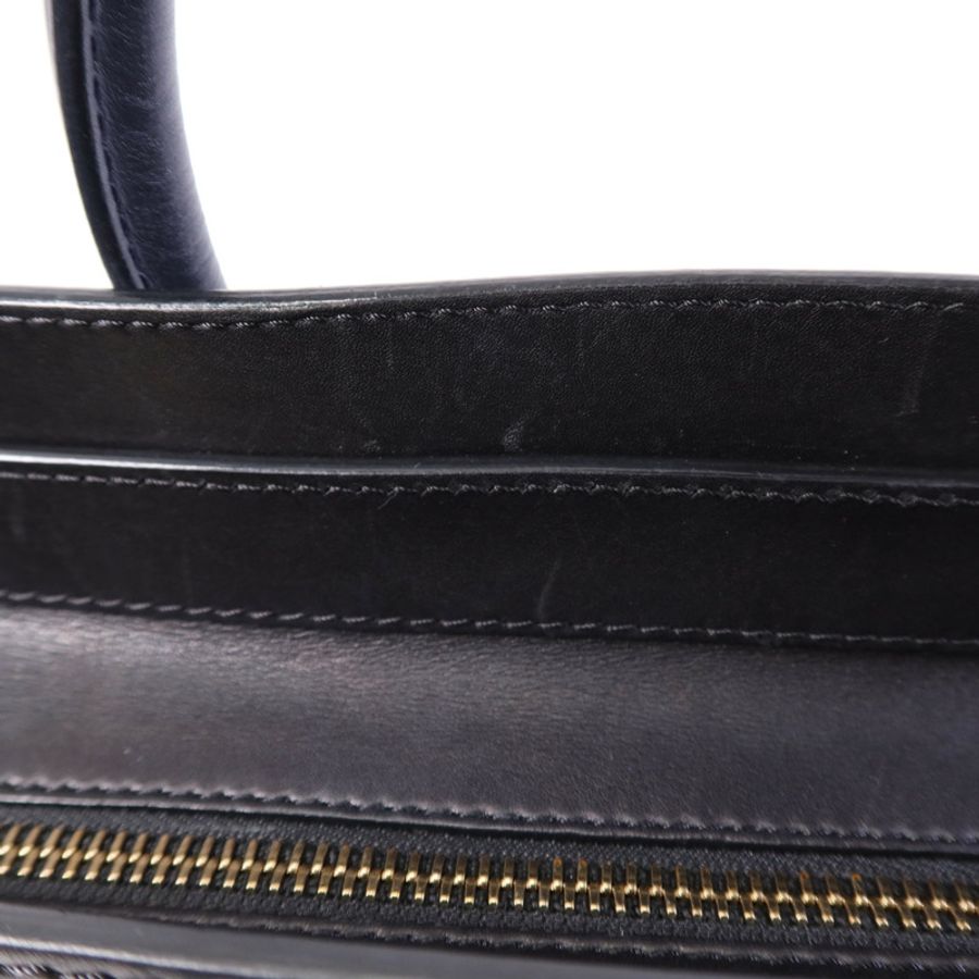 CELINE 麻質/牛皮皮革Mini Luggage金扣手挽袋-13