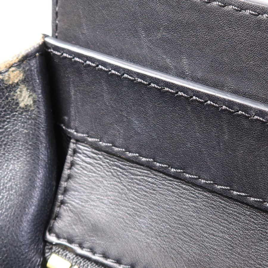 CELINE 麻質/牛皮皮革Mini Luggage金扣手挽袋-17