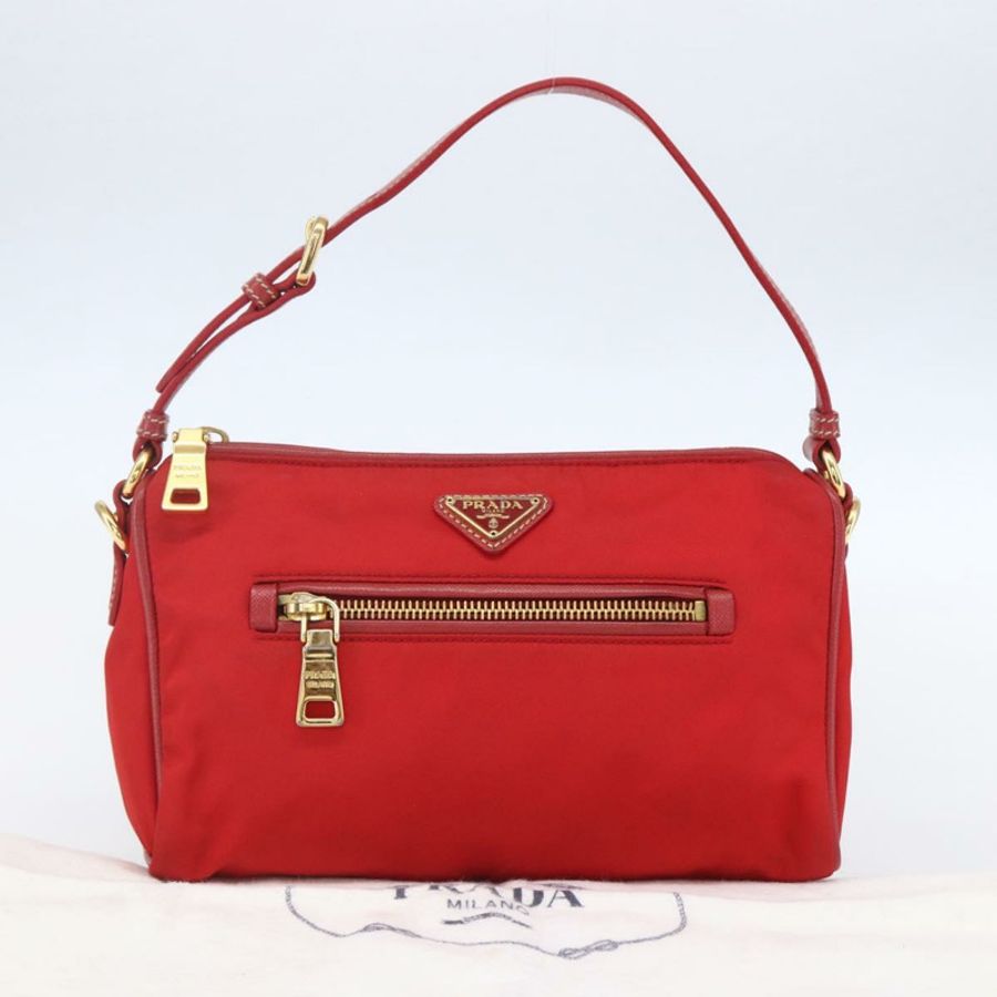 【日本直送】PRADA 尼龍紅金肩包 正品 154700V-11
