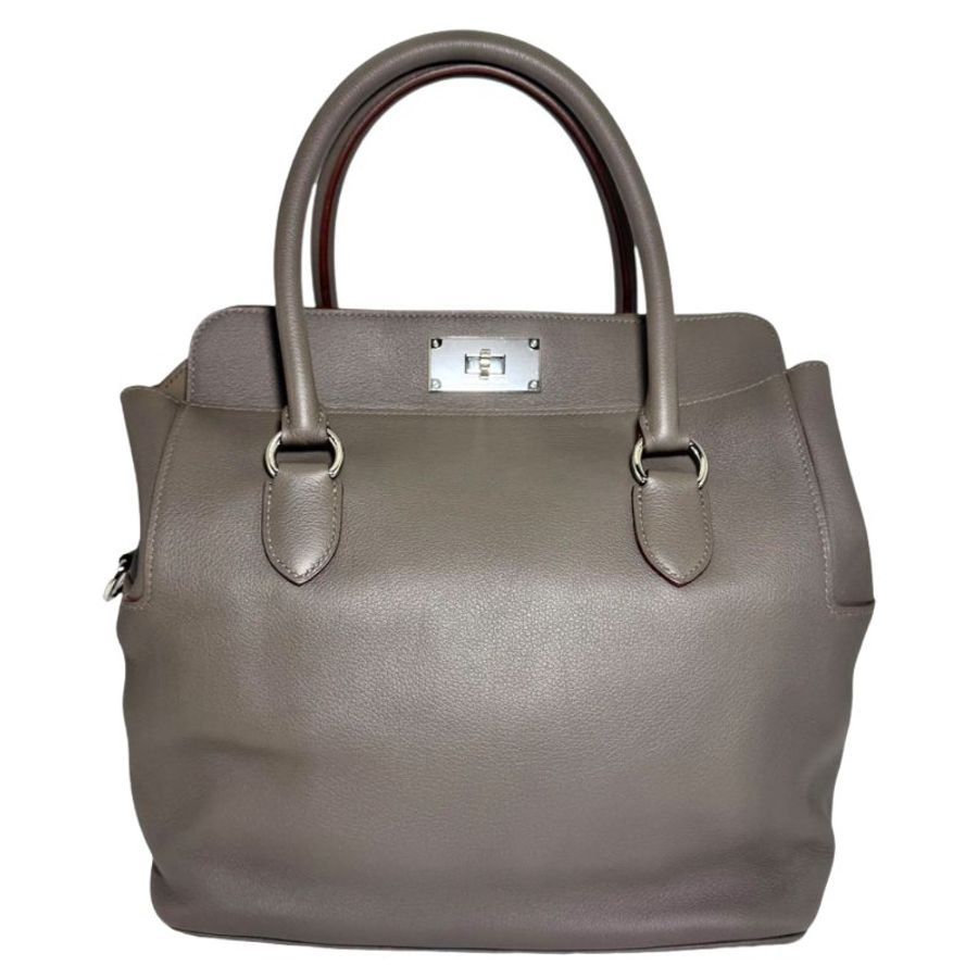 ［2631］ 愛馬仕  Hermès TOOLBOX 26 (錫氣灰)手提包 EV皮 大號 銀扣-1