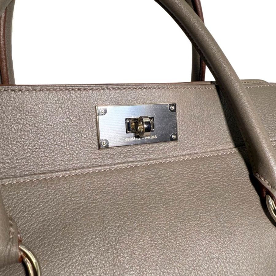 ［2631］ 愛馬仕  Hermès TOOLBOX 26 (錫氣灰)手提包 EV皮 大號 銀扣-6