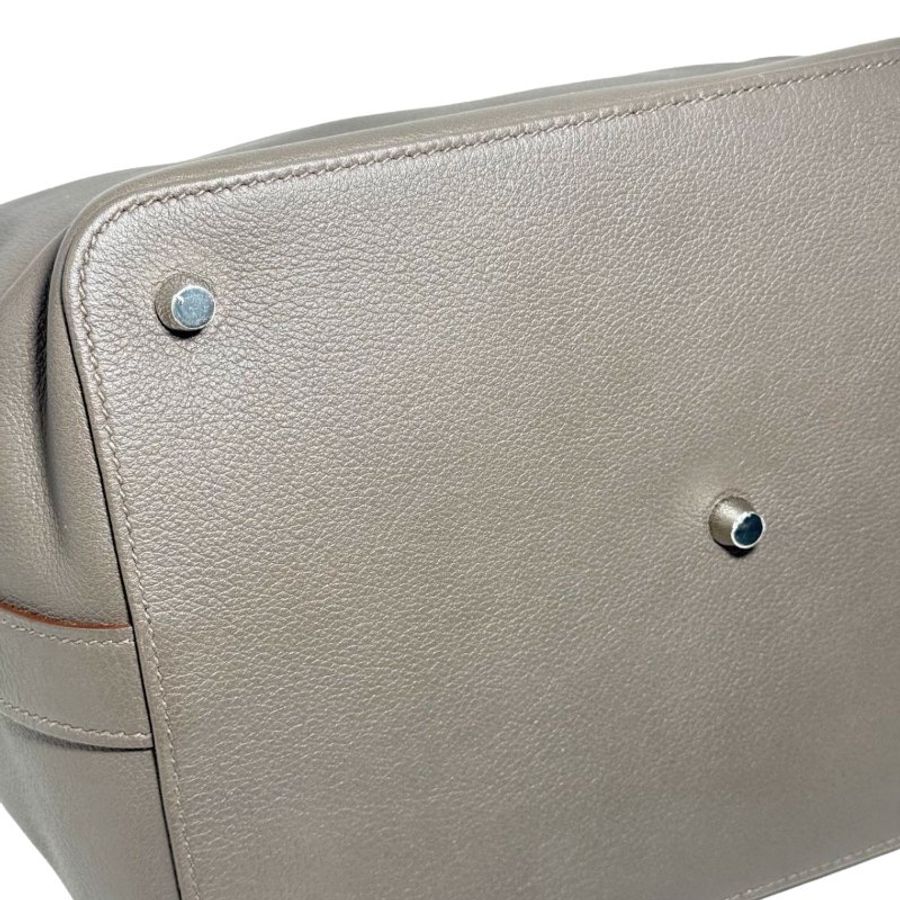 ［2631］ 愛馬仕  Hermès TOOLBOX 26 (錫氣灰)手提包 EV皮 大號 銀扣-9