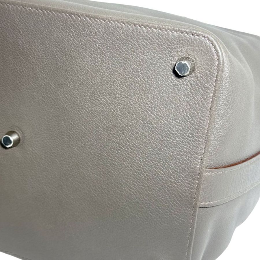 ［2631］ 愛馬仕  Hermès TOOLBOX 26 (錫氣灰)手提包 EV皮 大號 銀扣-10