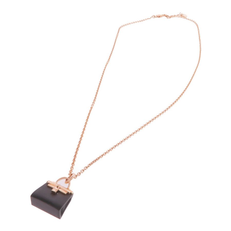 HERMES 18K玫瑰金Pendentif Amulettes Kelly翡翠項鍊-2