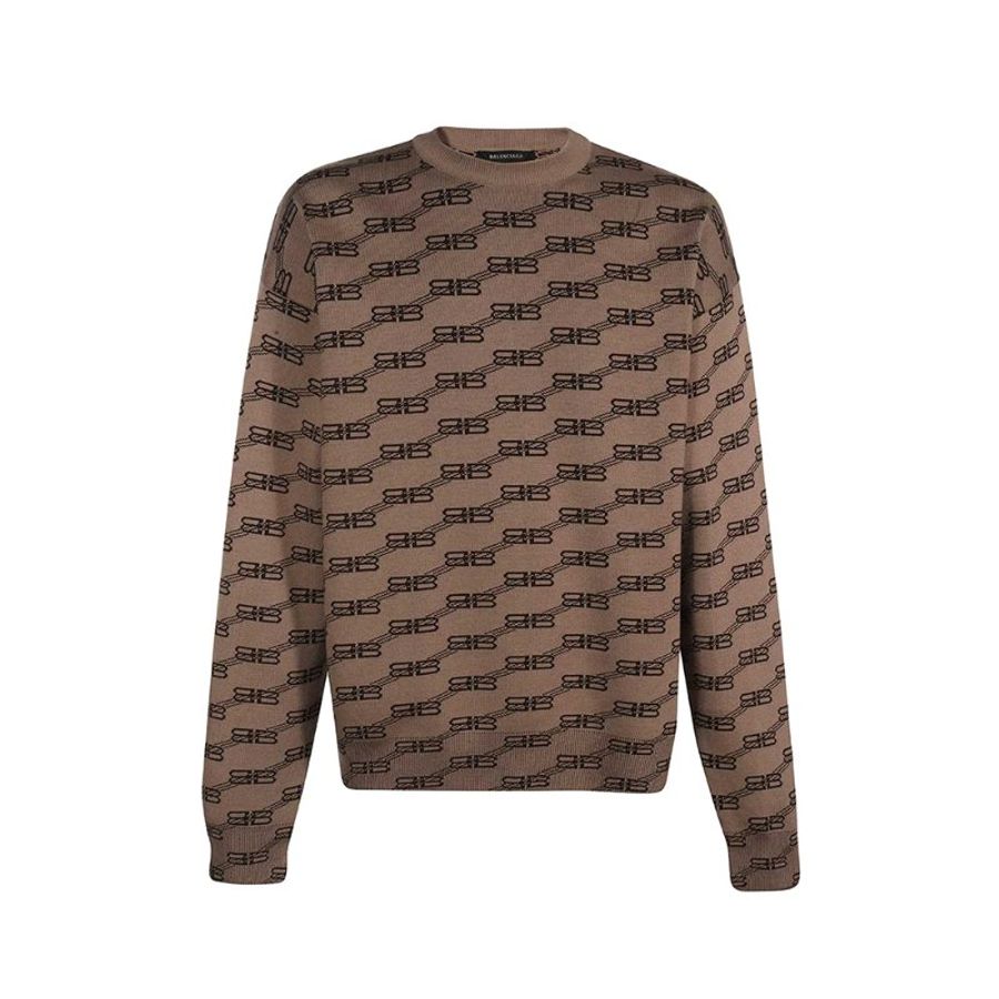 Balenciaga BB Monogram Sweater for Men in Brown - 733859-T3253-9378 ( Size: S / M / L )-0