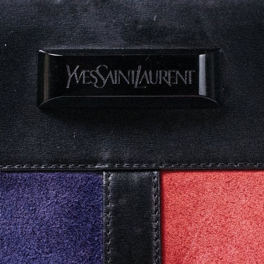 🧠小浮気見世物小屋🧠 法國製🇫🇷Yves Saint Laurent 絕美撞色麂皮水桶包|蒙德里安配色 × 幾何拼接-4