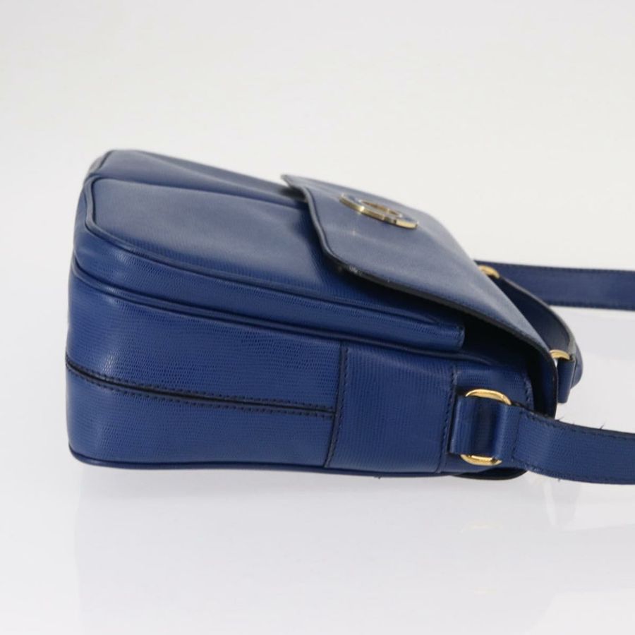 【日本直送】CELINE 圓背包 皮革 藍色 金色 正品 153882V-2