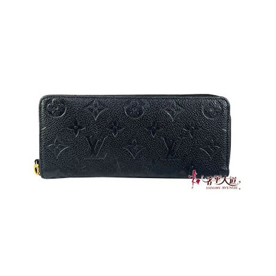 ＊奢華大道國際精品＊【L3074】LV黑色牛皮壓紋 CLEMENC 窄版拉鍊長夾 M60171-0