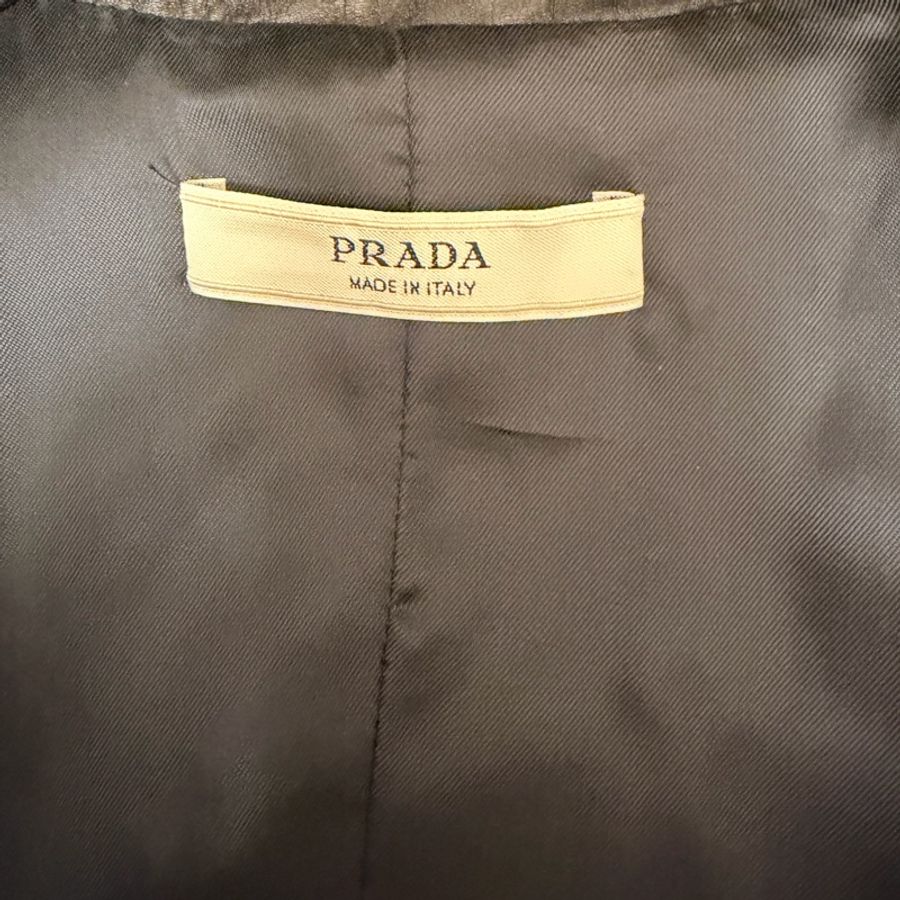 🍒PRADA Vintage黑色短袖拉鍊皮外套size:44/2F251204-1-7