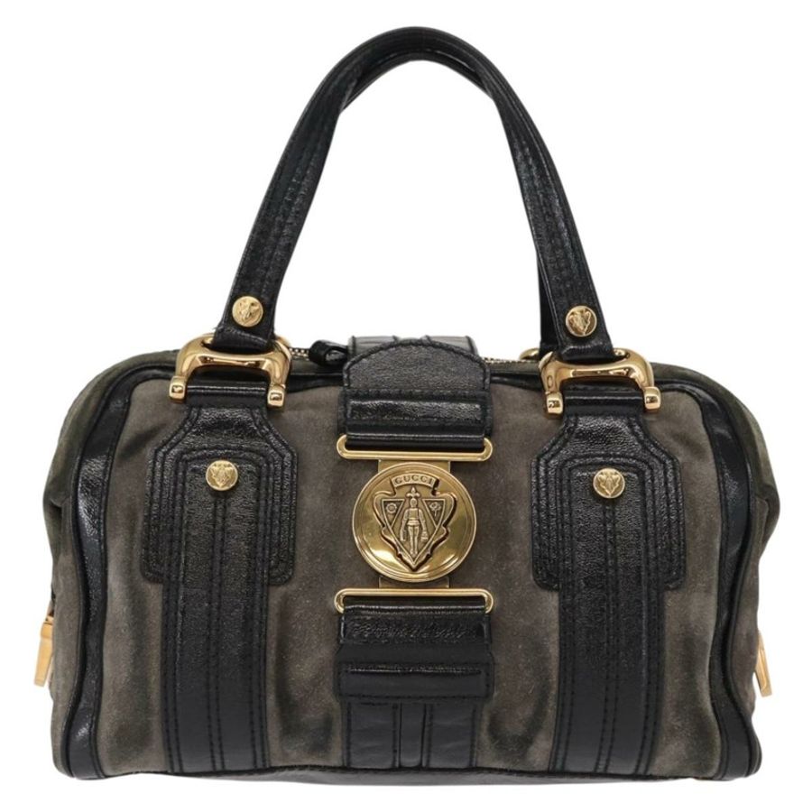 【日本直送】GUCCI Histeria 手提包 麂皮 黑色 金色 186235 正品 153859-12