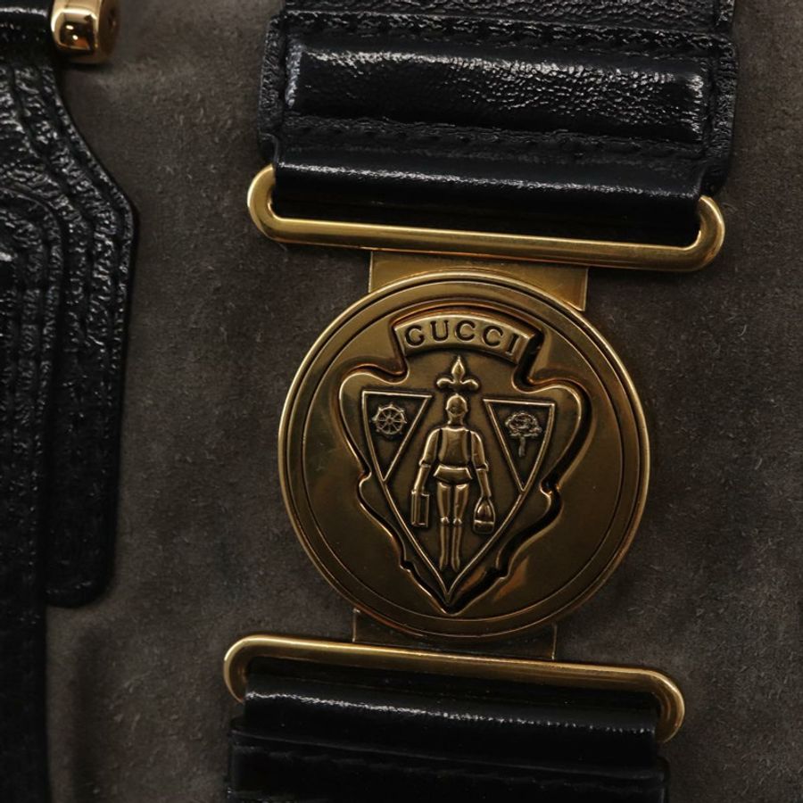 【日本直送】GUCCI Histeria 手提包 麂皮 黑色 金色 186235 正品 153859-16