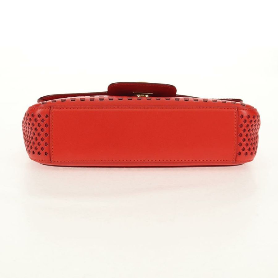 【日本直送】Salvatore Ferragamo 鏈條單肩包 皮革 紅色 金色 正品 148629V-4