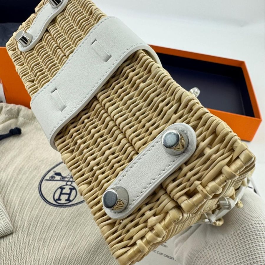 HERMÈS Kelly 20 Wicker Swift Picnic Mini Handbag-6