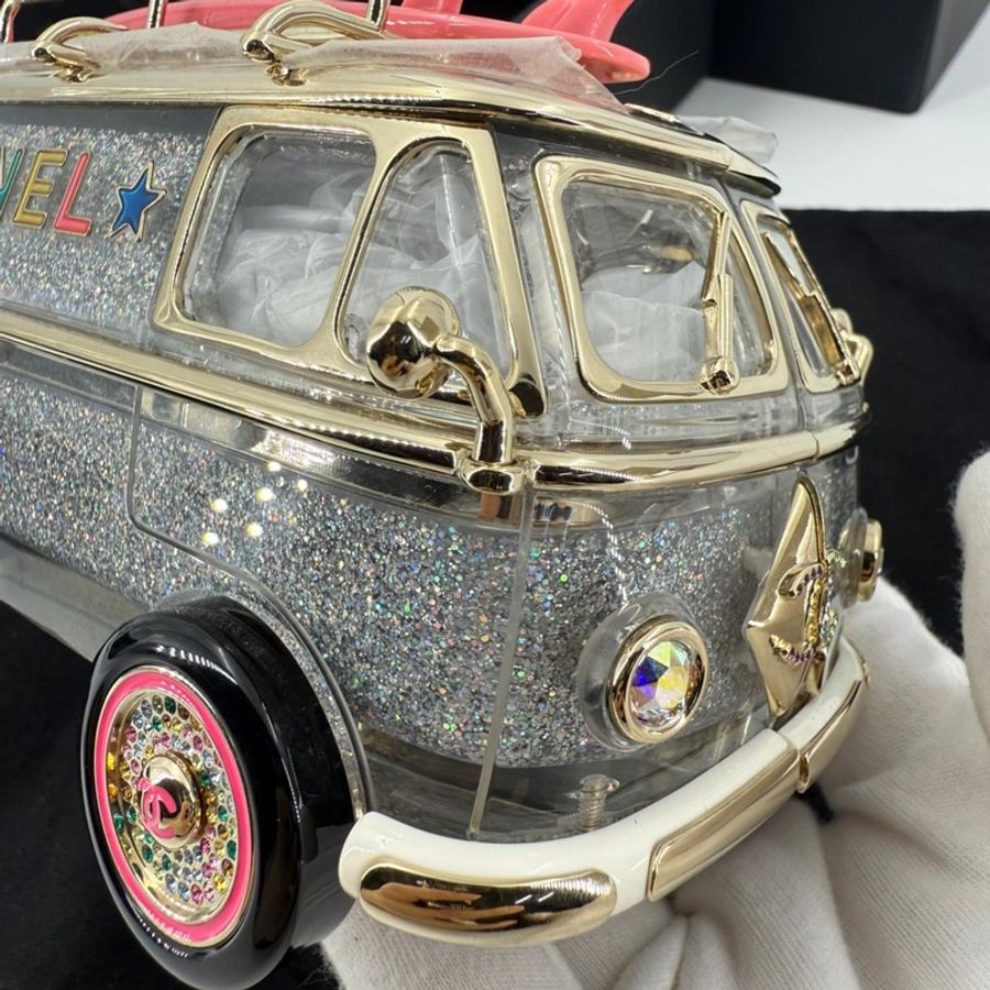 Chanel Cruise 24C Silver Glitter Lucite, Multicolor Rhinestone & Enamel Hollywood Mini Van Minaudière with Light Gold Hardware-2