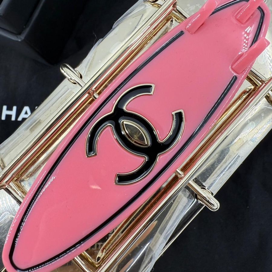 Chanel Cruise 24C Silver Glitter Lucite, Multicolor Rhinestone & Enamel Hollywood Mini Van Minaudière with Light Gold Hardware-7