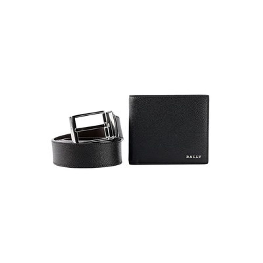 Bally Embossed Leather(Size 110) Wallet & Belt Gift Box for Men in Black/Brown - 6238974-F110-0