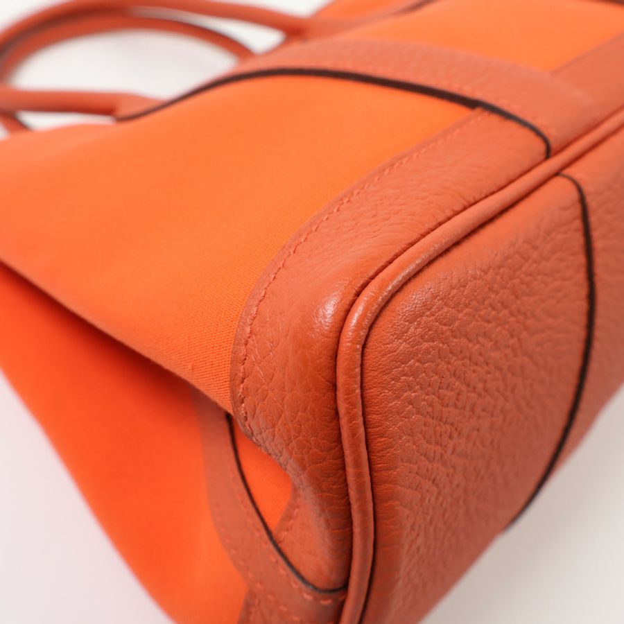HERMES 帆布Garden Party TPM銀扣手挽袋Feu-7