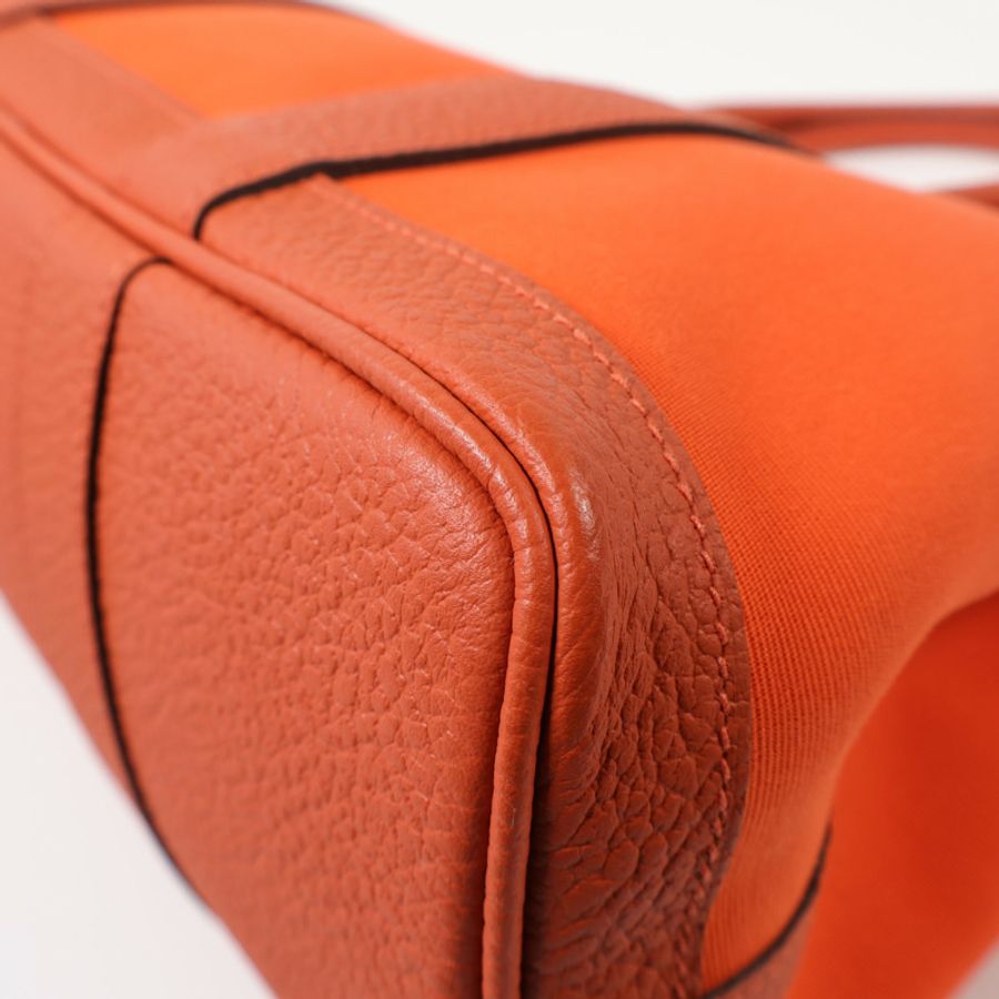 HERMES 帆布Garden Party TPM銀扣手挽袋Feu-8
