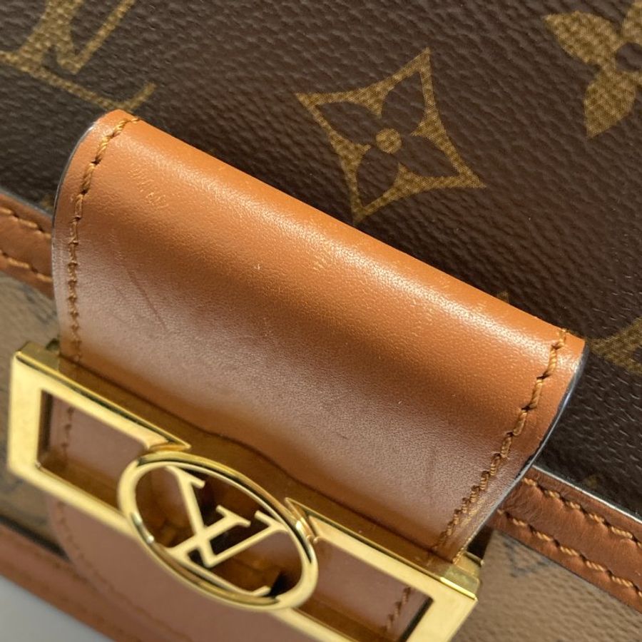 LOUIS VUITTON 路易威登 M44580 MINI DAUPHINE 信封包 PVC帆布 老花/反轉老花 棕色 金釦-15