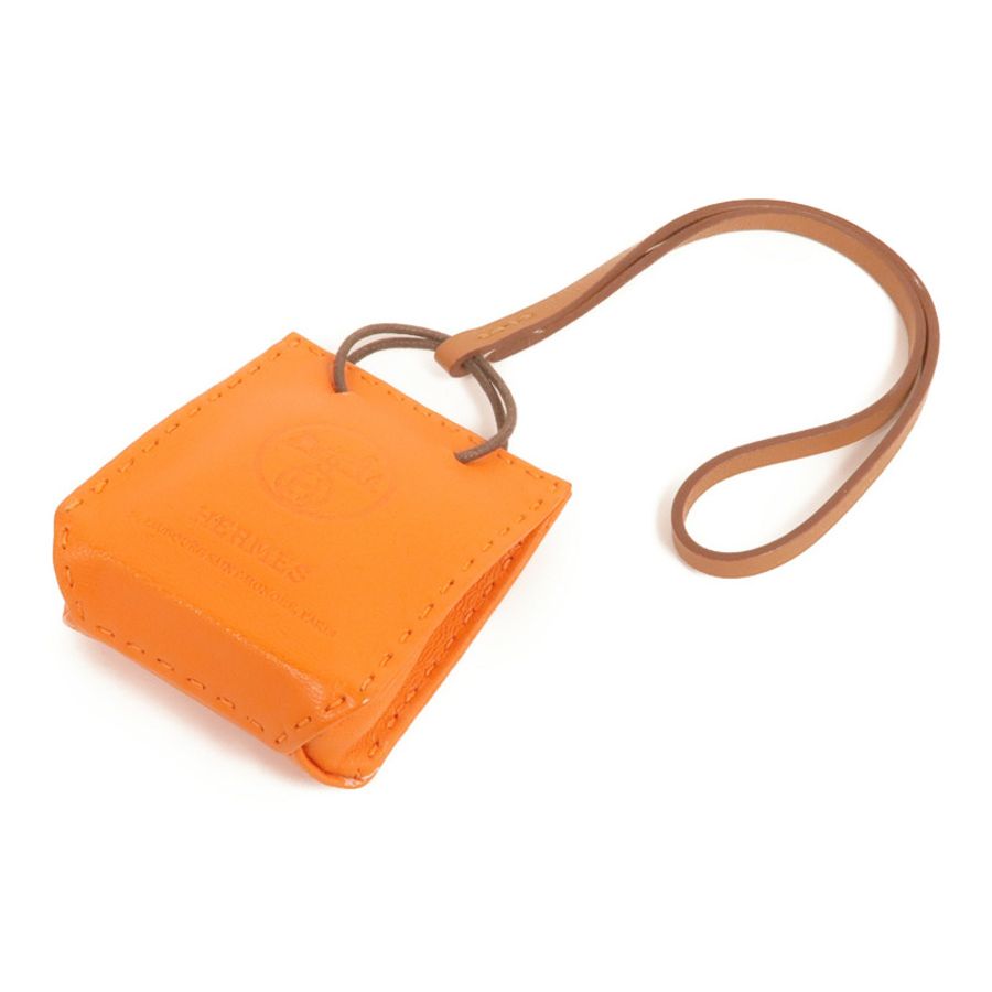 HERMES Milo/Swift皮革Sac Orange Charm掛飾-2
