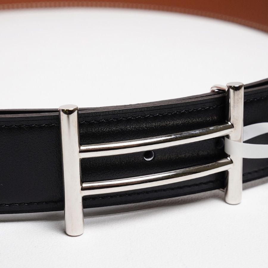 HERMES H銀 雙色皮帶 A刻-1