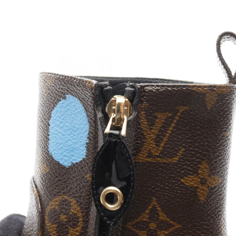 路易威登 LV x YK 聯名款 Painted Dots 短靴 Monogram 帆布棕色 #37-10