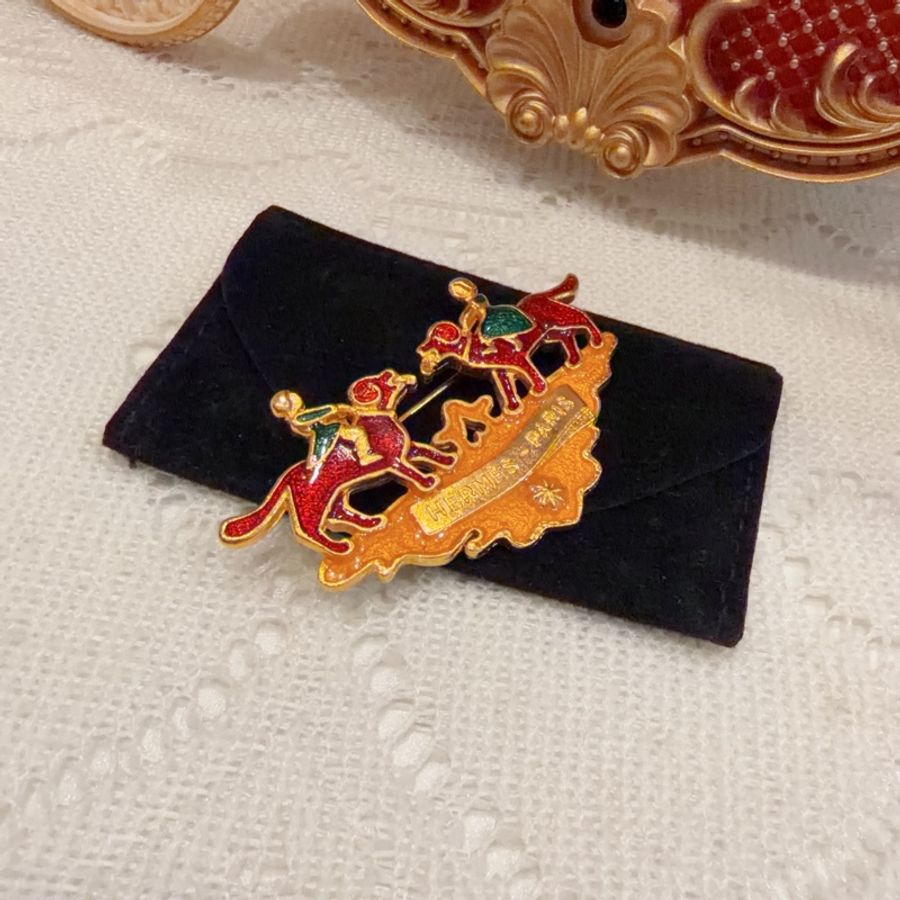 Hermes Vintage 小狗心口針 胸針 古董-5
