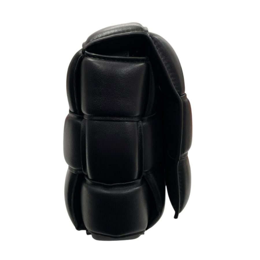 BOTTEGA VENETA 寶緹嘉 Padded Cassette 粗編織 肩背包 小羊皮 黑色 金釦-3