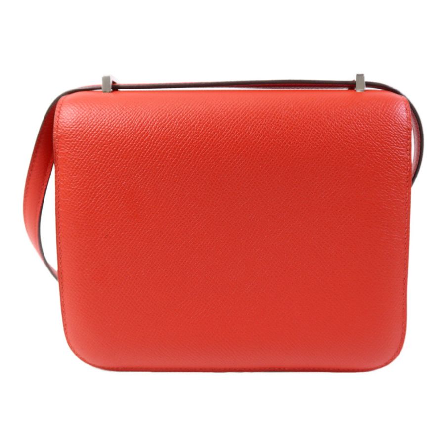 HERMES Epsom皮革Constance 24肩背袋銀扣Rouge De Coeur/Mauve-1