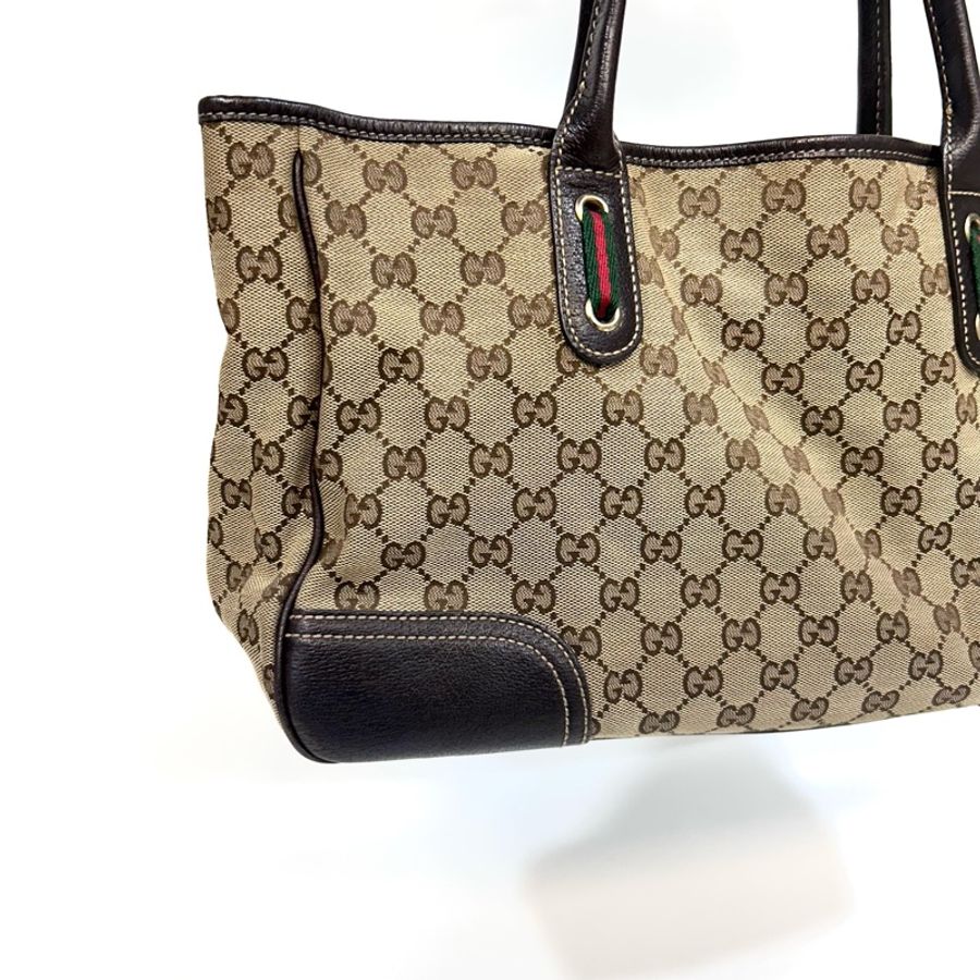 🥨超優惠GUCCI Princey Tote緹花布拚綠紅綠蝴蝶結托特包163805-20