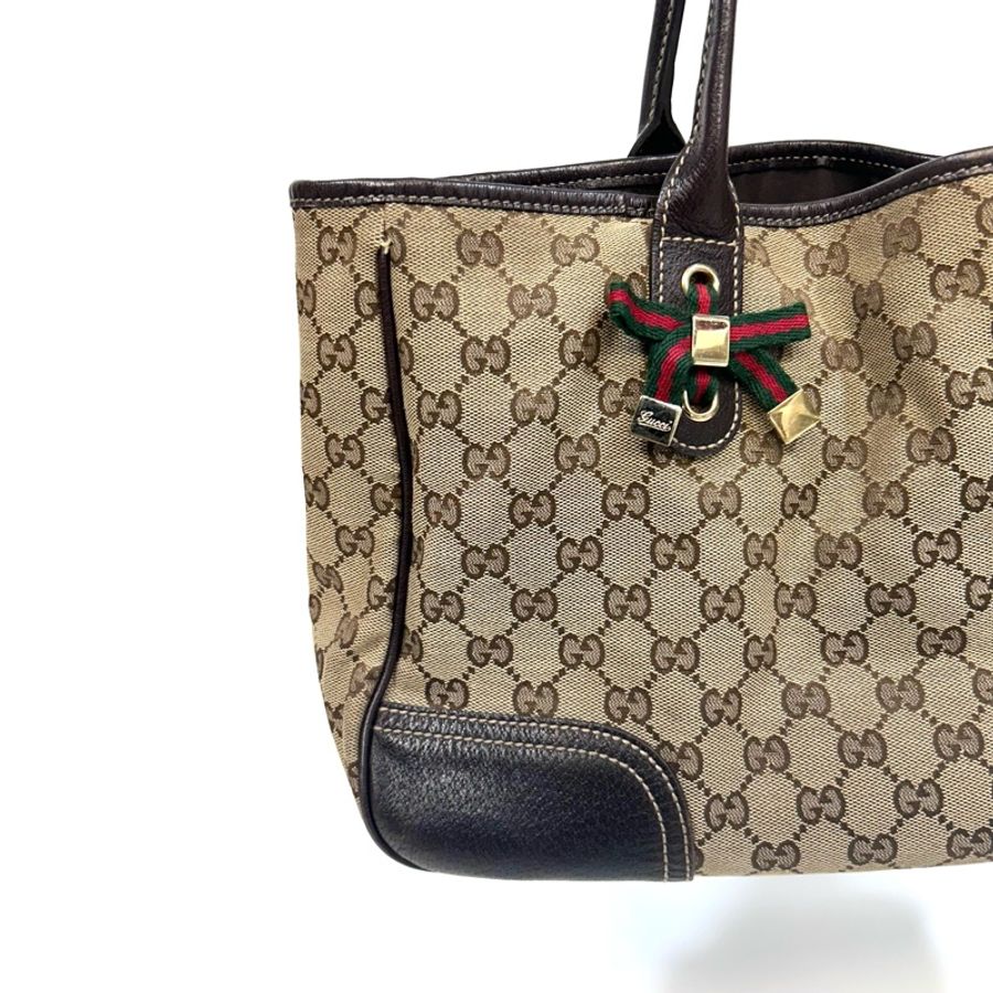 🥨超優惠GUCCI Princey Tote緹花布拚綠紅綠蝴蝶結托特包163805-22