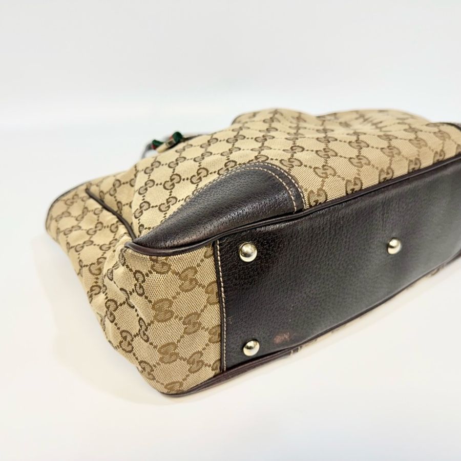 🥨超優惠GUCCI Princey Tote緹花布拚綠紅綠蝴蝶結托特包163805-23