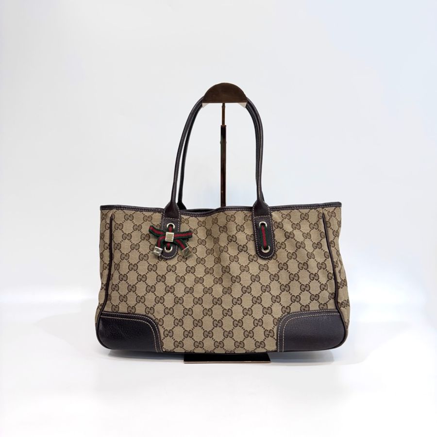 🥨超優惠GUCCI Princey Tote緹花布拚綠紅綠蝴蝶結托特包163805-8