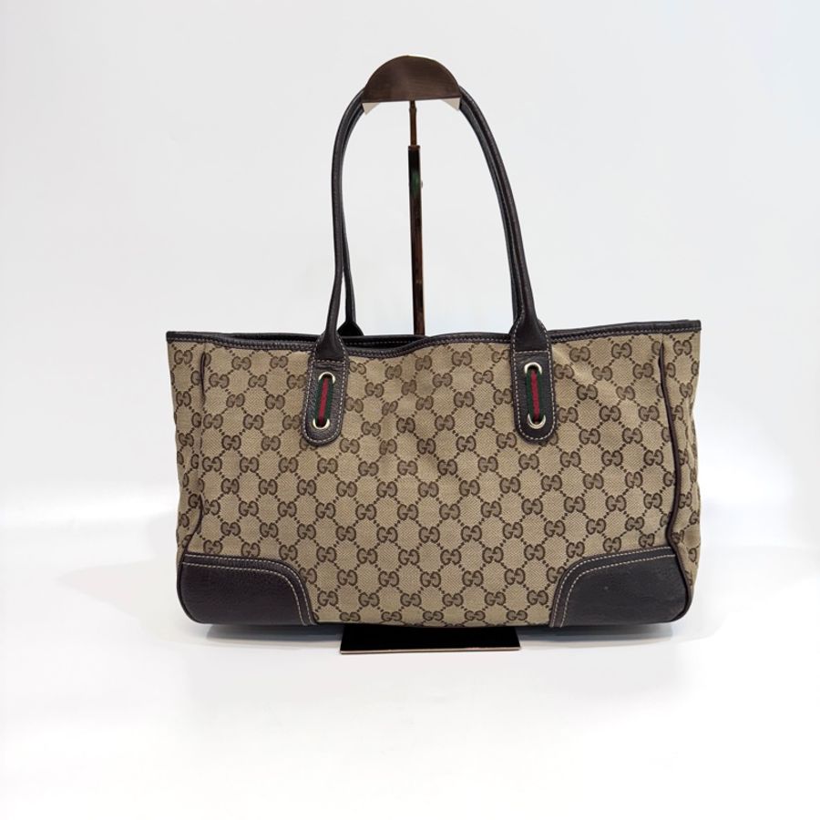 🥨超優惠GUCCI Princey Tote緹花布拚綠紅綠蝴蝶結托特包163805-11
