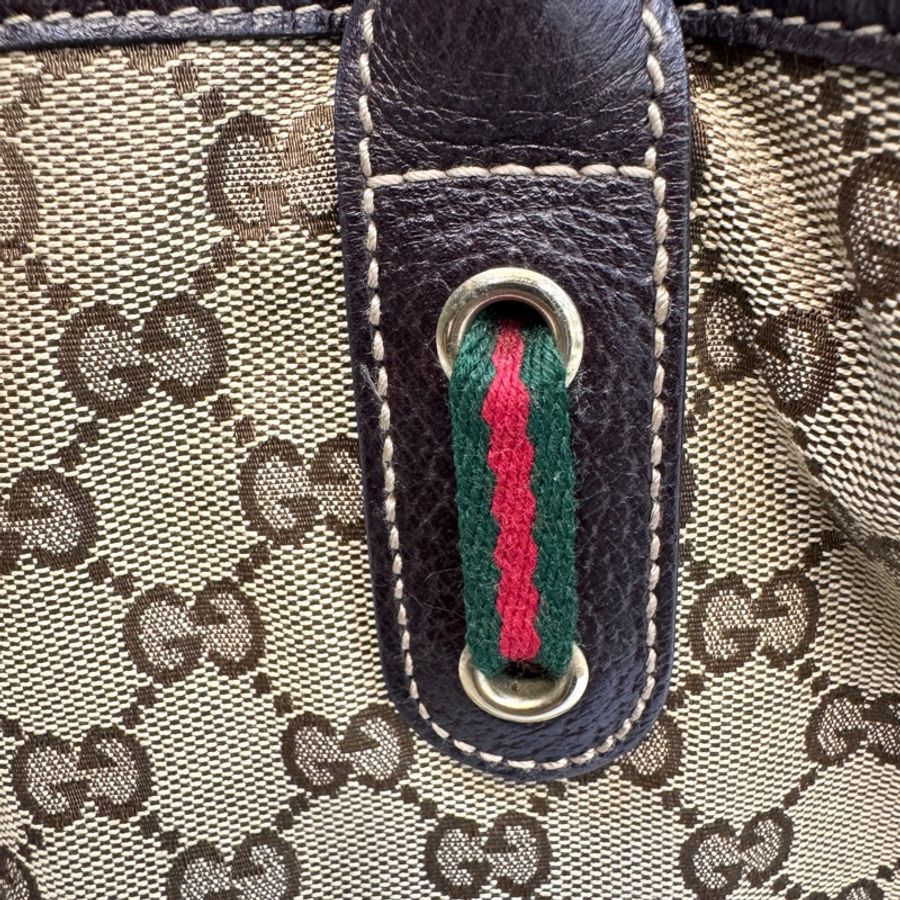 🥨超優惠GUCCI Princey Tote緹花布拚綠紅綠蝴蝶結托特包163805-34