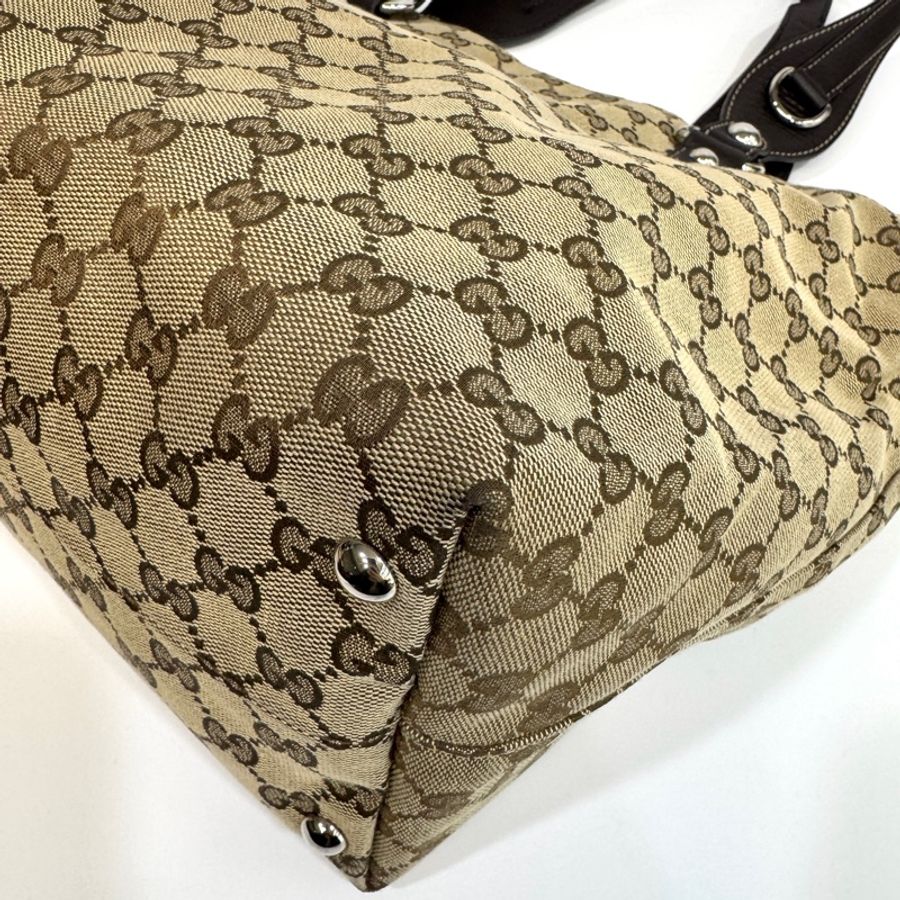 🥨超優惠Gucci緹花布拚棕牛皮GG Icon Bit 托特包229852-13