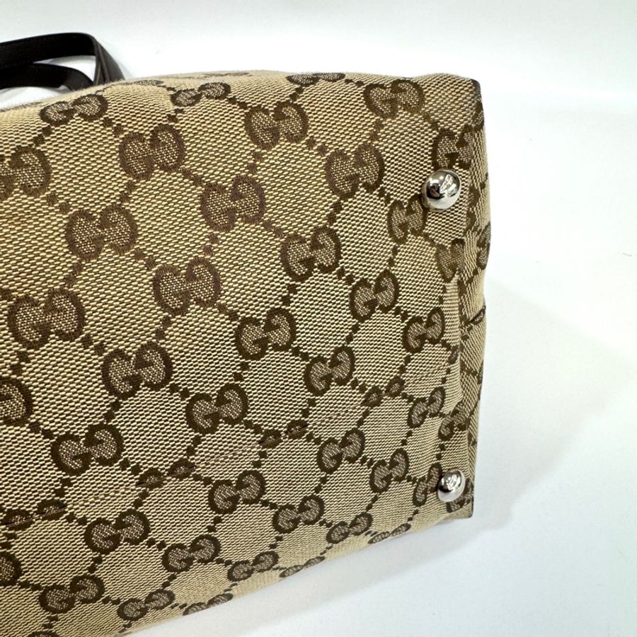 🥨超優惠Gucci緹花布拚棕牛皮GG Icon Bit 托特包229852-24