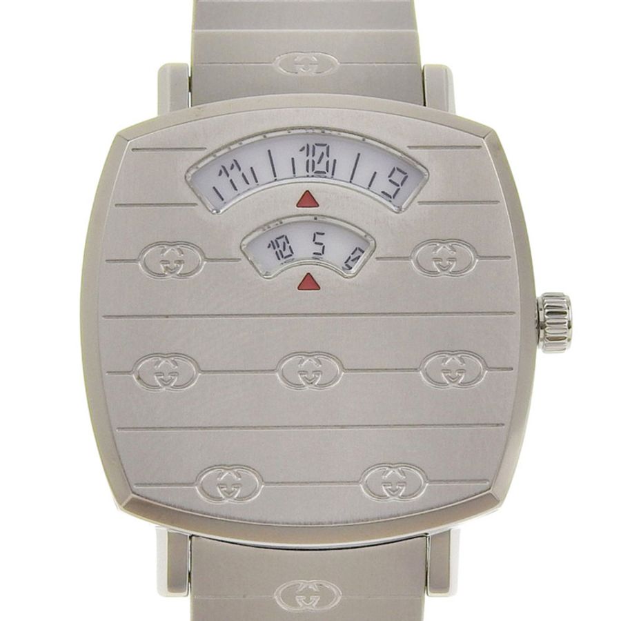 Gucci Grip 腕錶 157.5/YA157501 不鏽鋼石英模擬顯示 白色錶盤 女士款-0