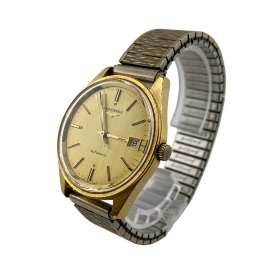 浪琴表(LONGINES)三針日期顯示腕錶,黃金材質,男士款-1