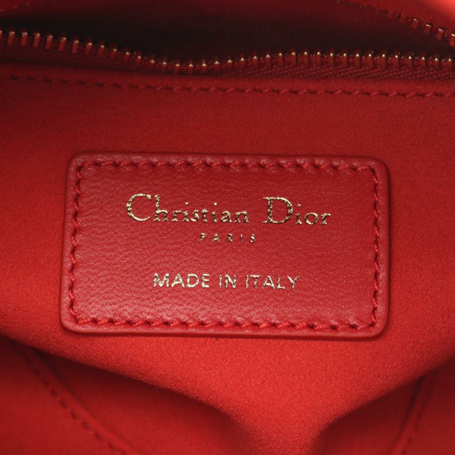 Christian Dior 迷你心型藤格紋肩斜背包,紅色二手皮革款-3